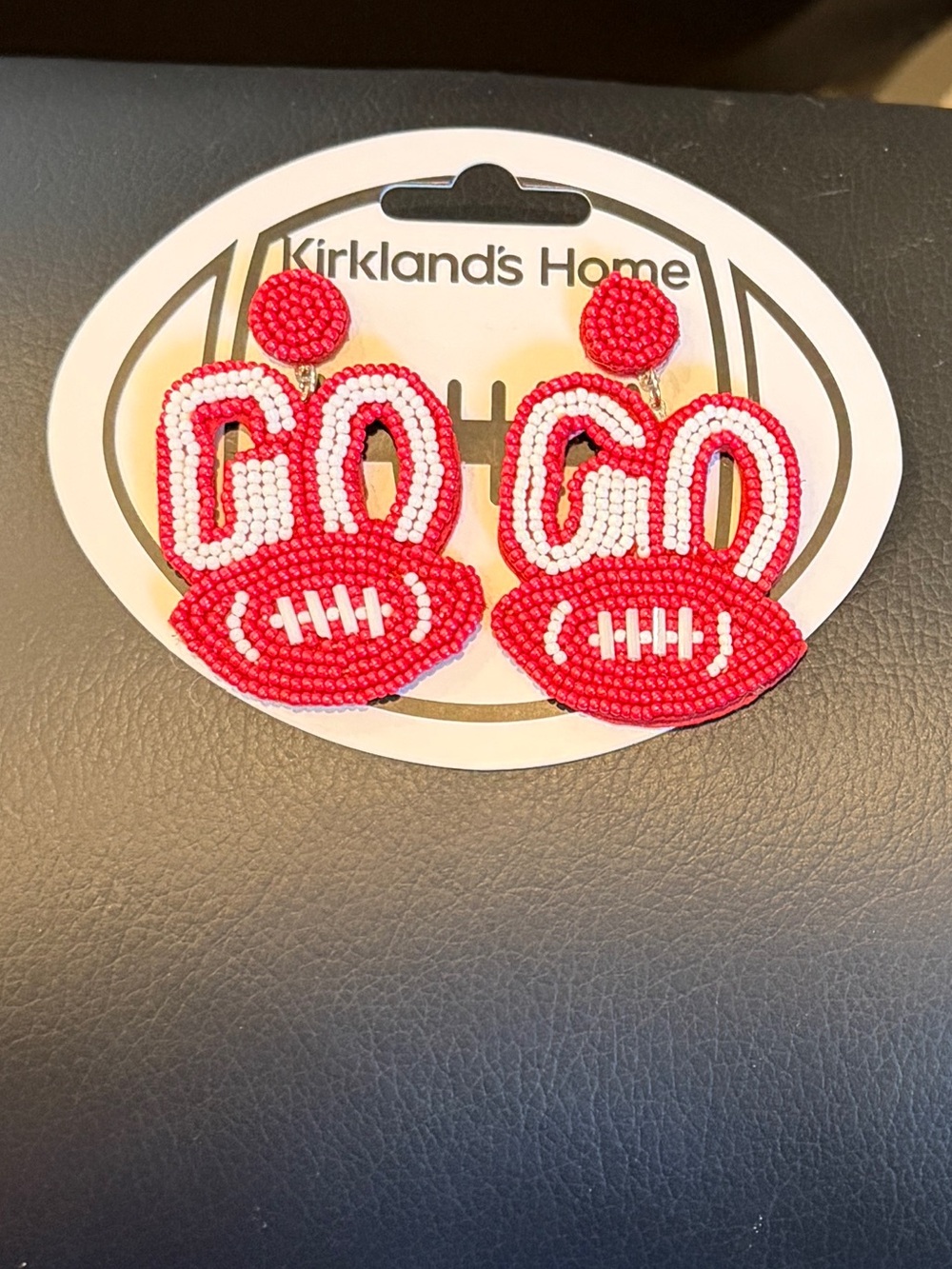 Red Team Football Beaded Earrings